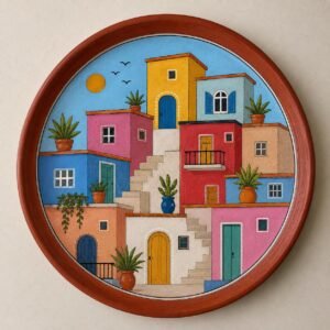 Terracotta handpainted decor plate