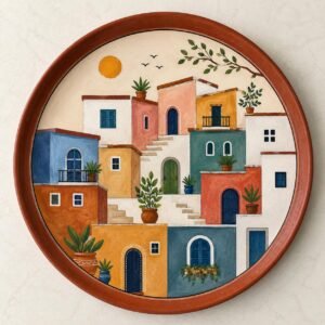 Hand-painted terracota plate