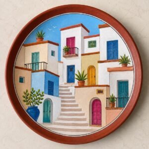 hand-painted terracotta plates